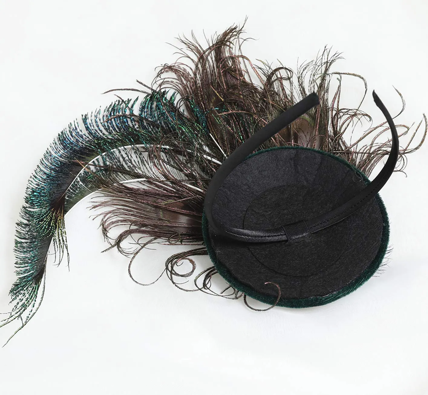 BABEYOND 1920s Flapper Fascinator Feather Pillbox Hat Fascinator for Tea Party Peacock-1