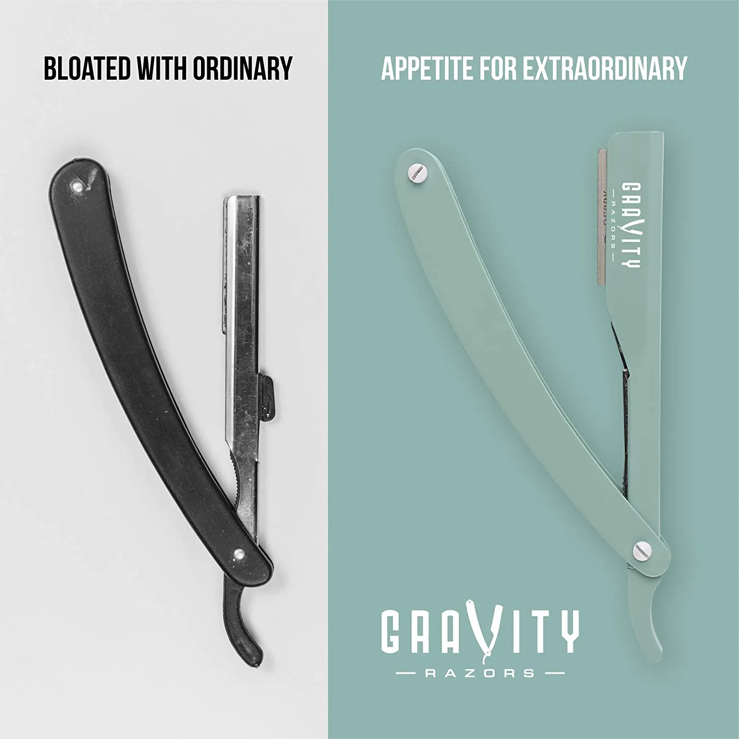 Barber Straight Razor - Stainless Steel Straight Edge Razor with 10 Derby Premium Blades (Mint)