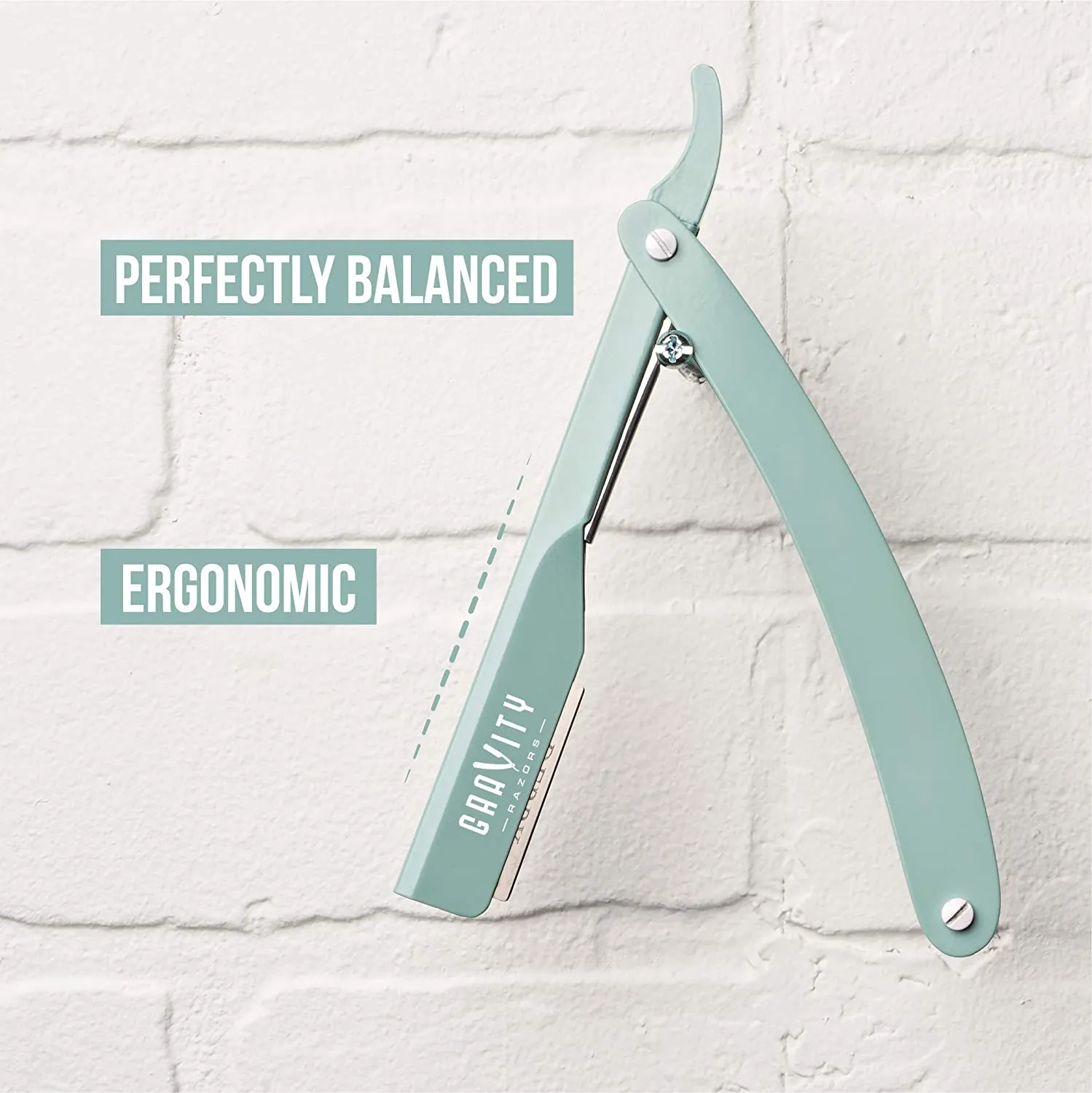 Barber Straight Razor - Stainless Steel Straight Edge Razor with 10 Derby Premium Blades (Mint)