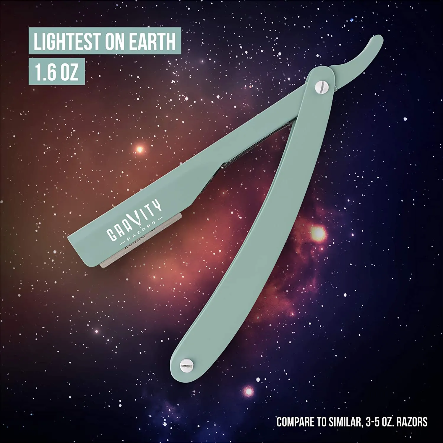 Barber Straight Razor - Stainless Steel Straight Edge Razor with 10 Derby Premium Blades (Mint)