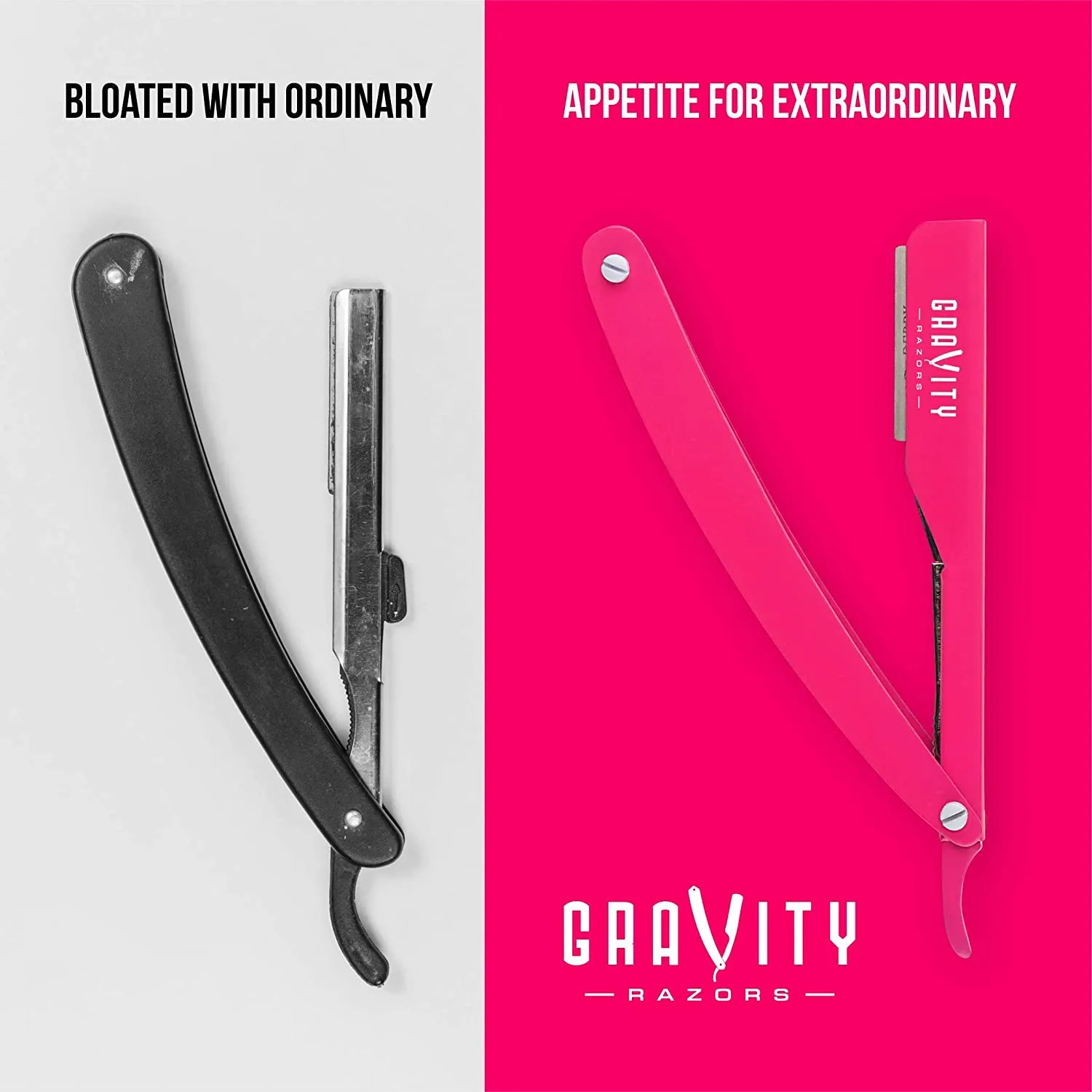 Barber Straight Razor - Stainless Steel Straight Edge Razor with 10 Derby Premium Blades (Pink)