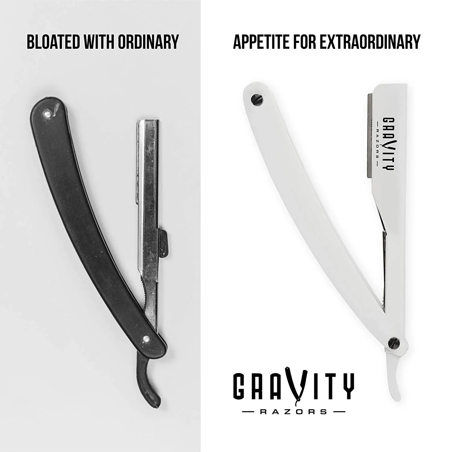 Barber Straight Razor - Stainless Steel Straight Edge Razor with 10 Derby Premium Blades (White)