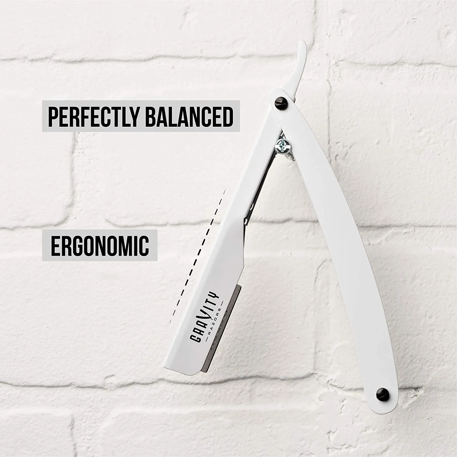 Barber Straight Razor - Stainless Steel Straight Edge Razor with 10 Derby Premium Blades (White)