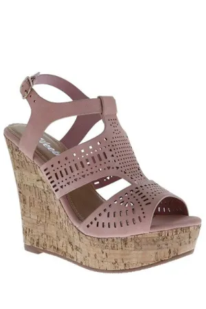 Blush Open Toe Wedge Sandals