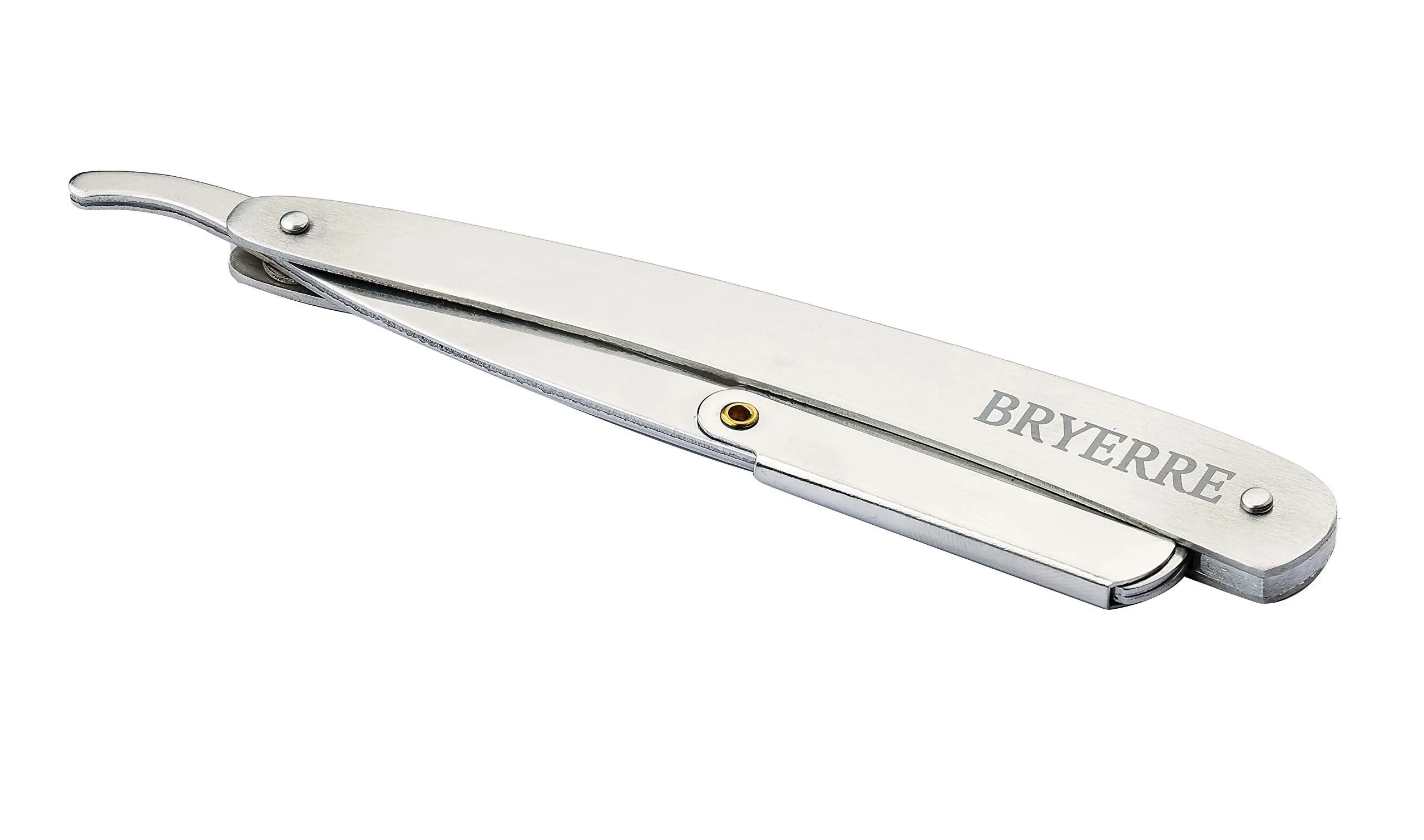 BRYERRE Professional Barber Straight Razor Safety Edge with 100-Pack Derby Blades 100 Percent Stainless Steel for Smooth Shave (Silver)