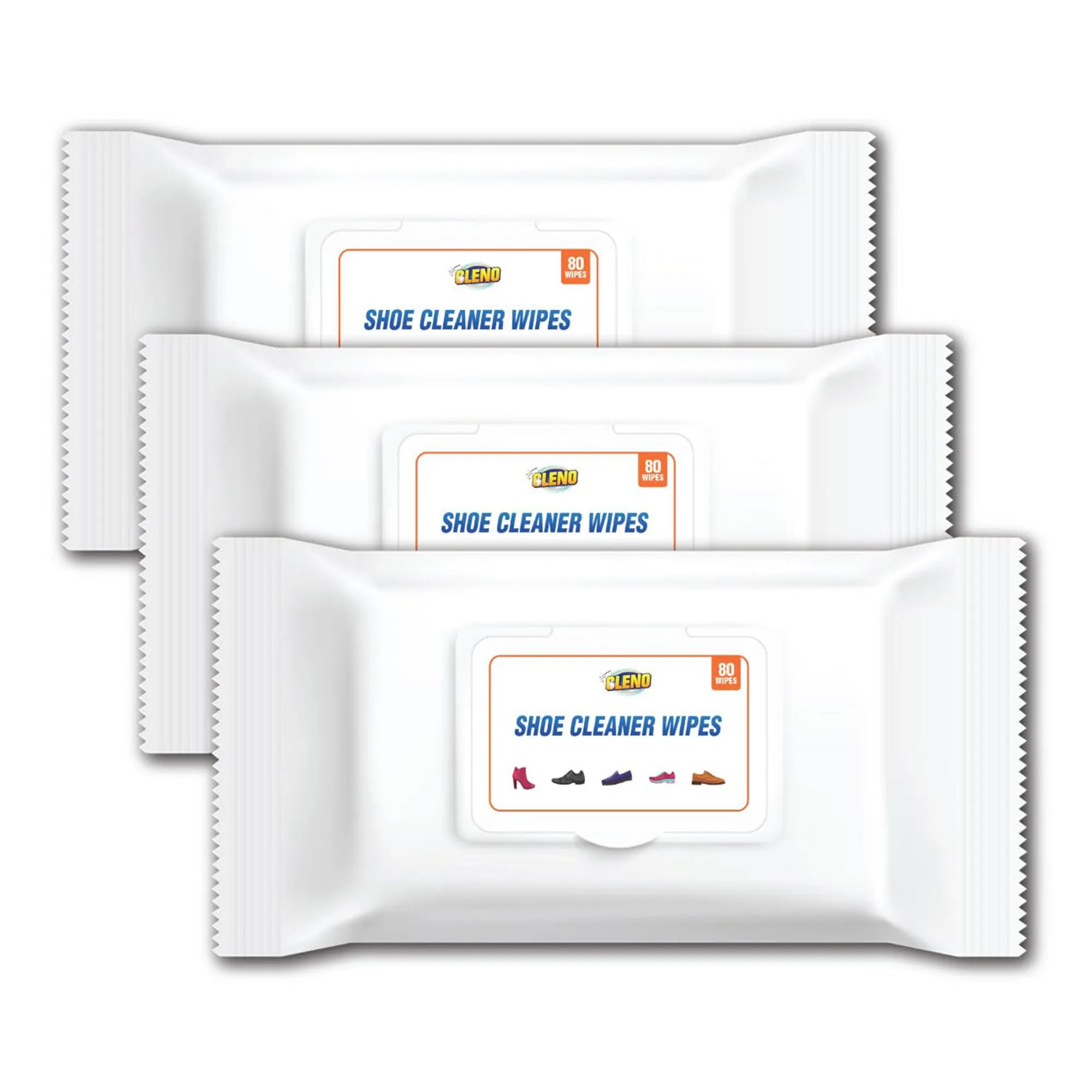Cleno Shoe Cleaner Wet Wipes (pack of 80) Shoe wipes for all shoes (80 count (Pack of 3), 240)
