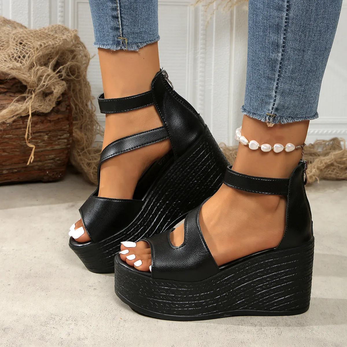 Cutout Wedge Sandals open Toe