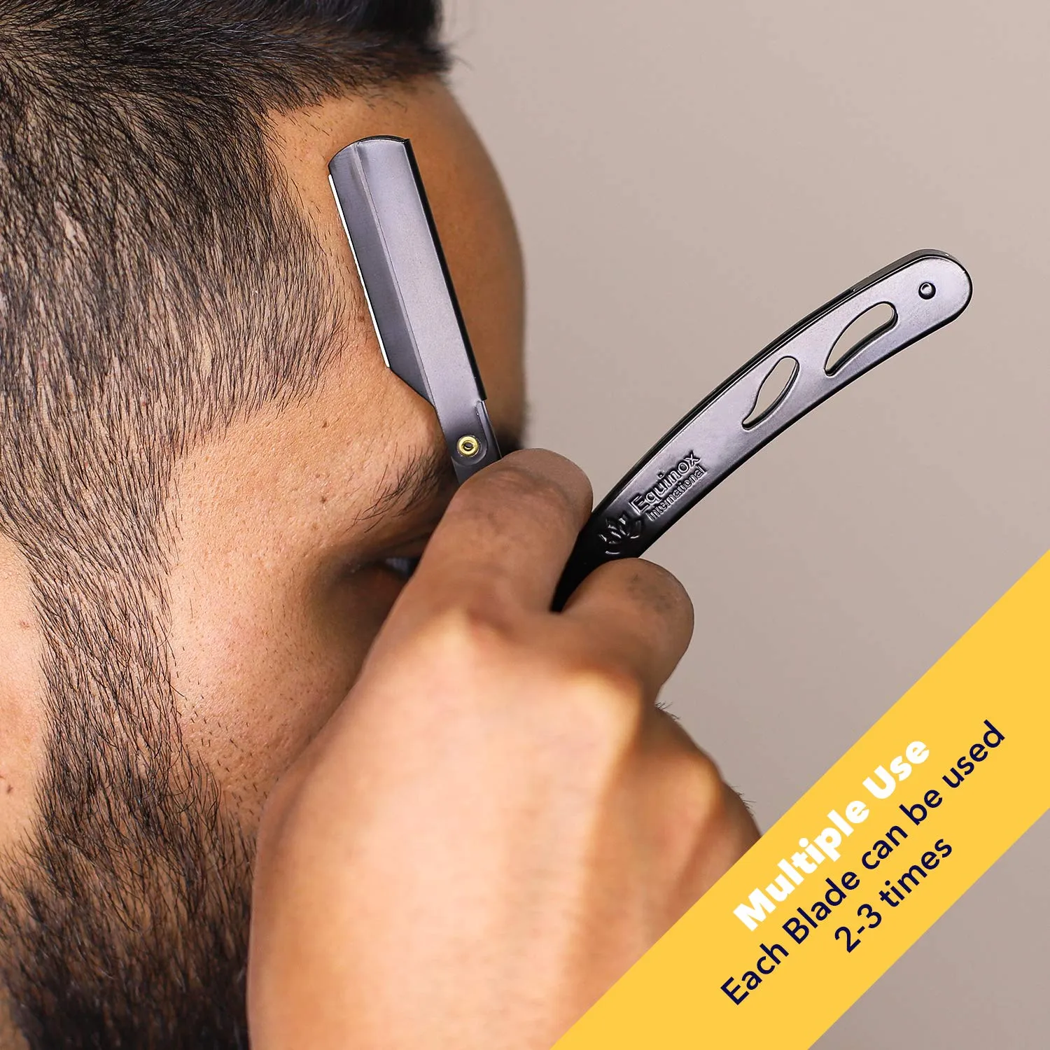 Equinox Professional Straight Edge Razor with 100 Single Derby Straight Razor Blades-Barber Straight Razor-Close Shaving Men's Manual Shaver-Disposable Straight Razor Blades-Staright Razor Kit-Black