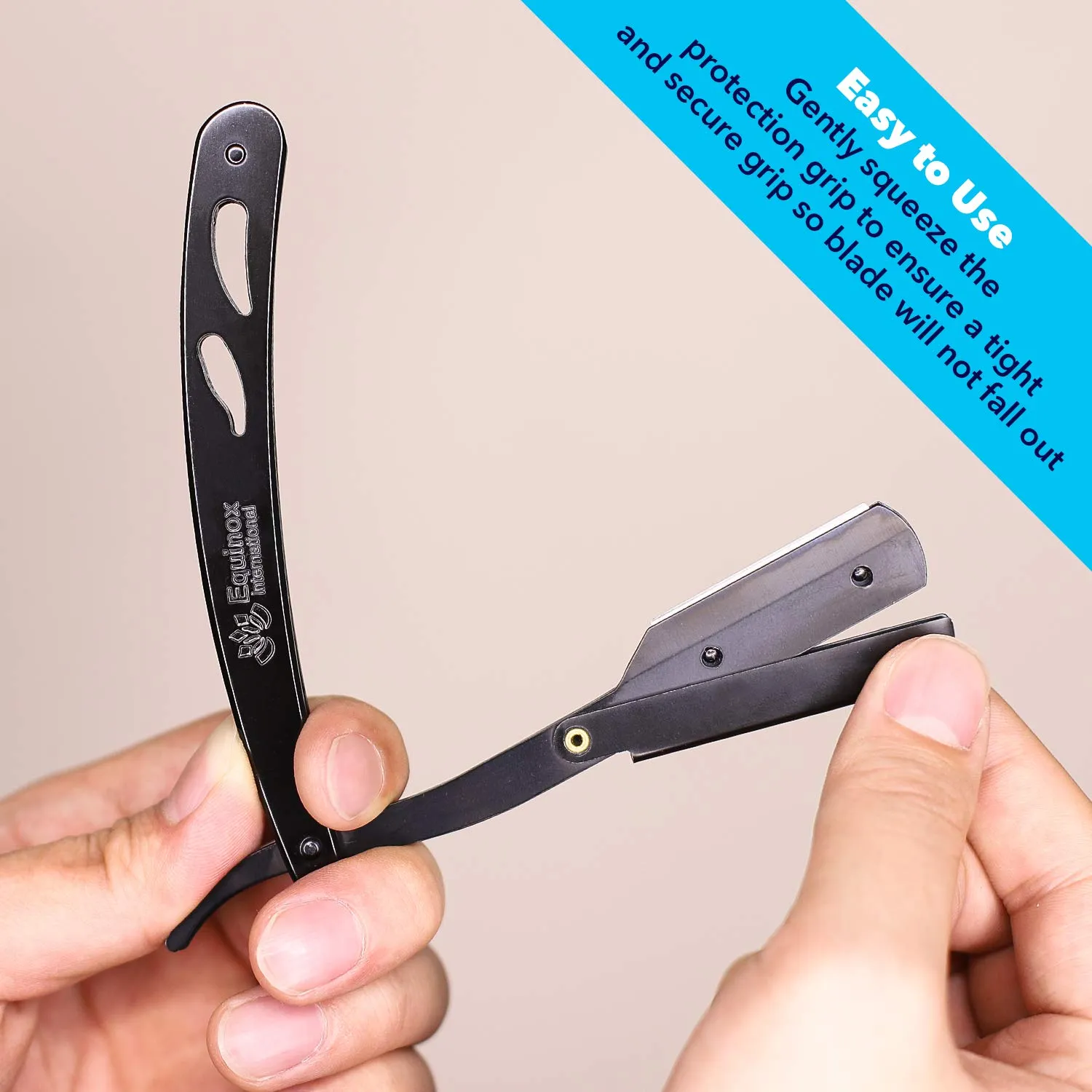 Equinox Professional Straight Edge Razor with 100 Single Derby Straight Razor Blades-Barber Straight Razor-Close Shaving Men's Manual Shaver-Disposable Straight Razor Blades-Staright Razor Kit-Black
