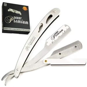 Equinox Professional Straight Edge Razor with 100 Single Derby Straight Razor Blades-Barber Straight Razor-Close Shaving Men's Manual Shaver-Disposable Straight Razor Blades-Staright Razor Kit