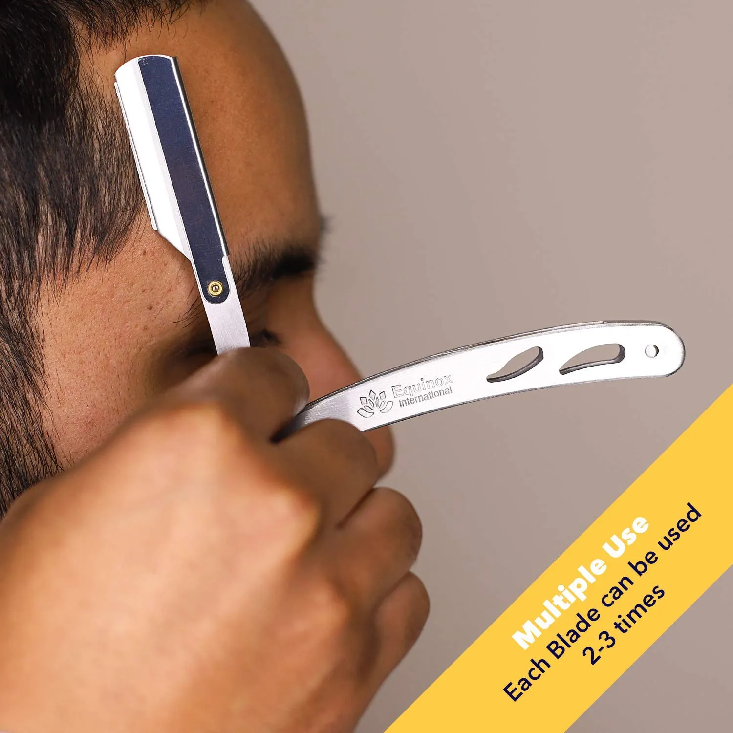 Equinox Professional Straight Edge Razor with 100 Single Derby Straight Razor Blades-Barber Straight Razor-Close Shaving Men's Manual Shaver-Disposable Straight Razor Blades-Staright Razor Kit