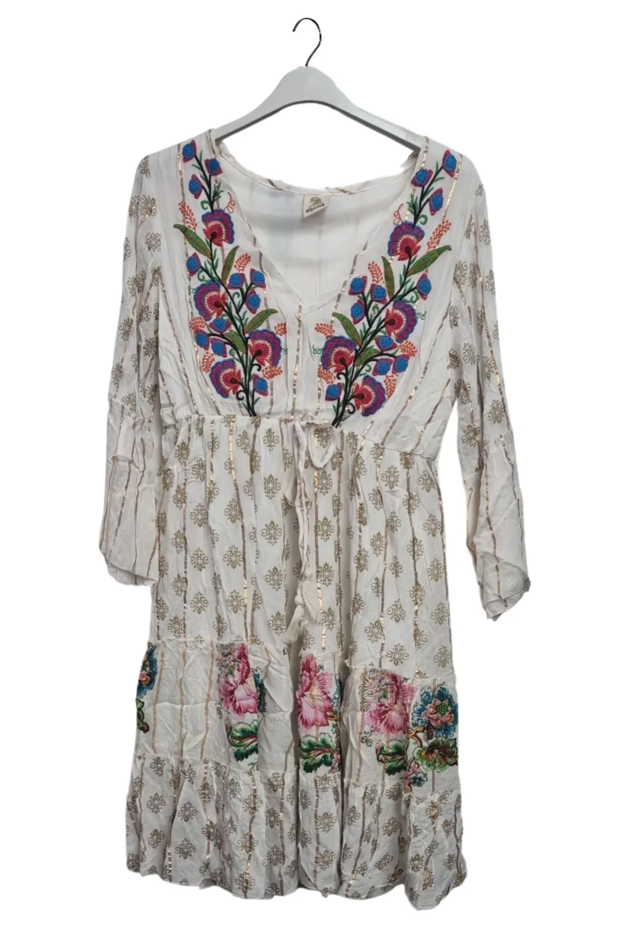 Floral Abstract Print Embroidered Detailing Dress