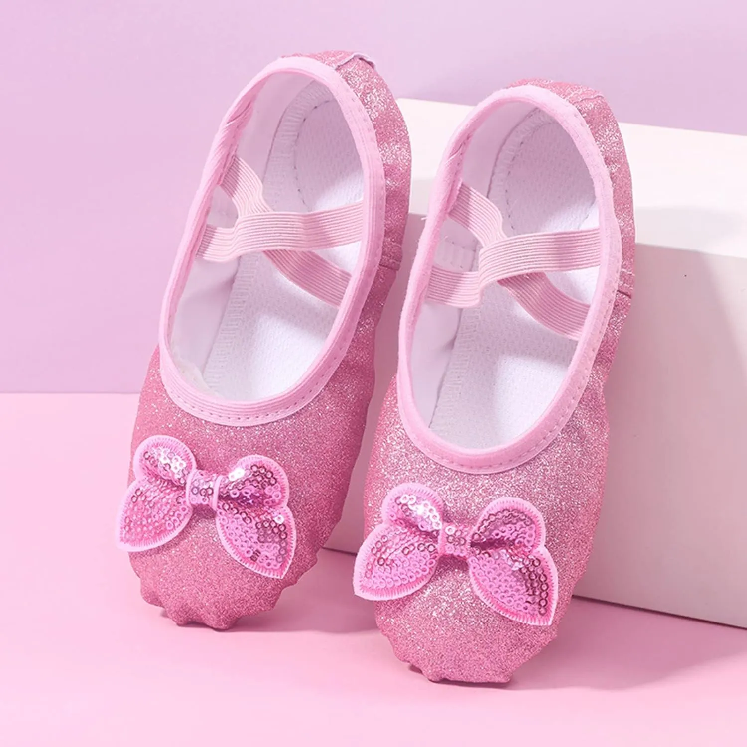Girls Ballet Slippers Flats Soft Soles Dance Shoes Glitter Sequins Ballerina Flats Princess Yoga Dancing Shoes
