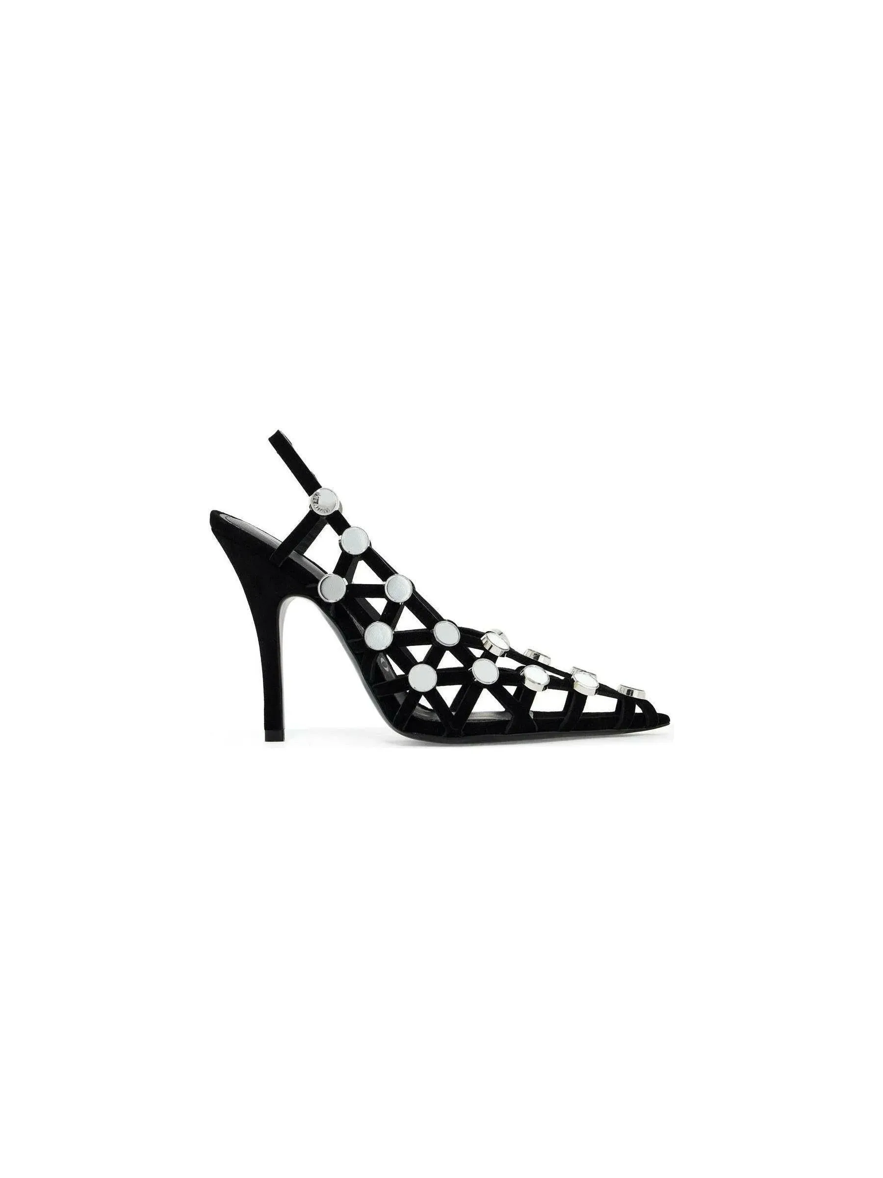 Grid Suede Slingback Pumps