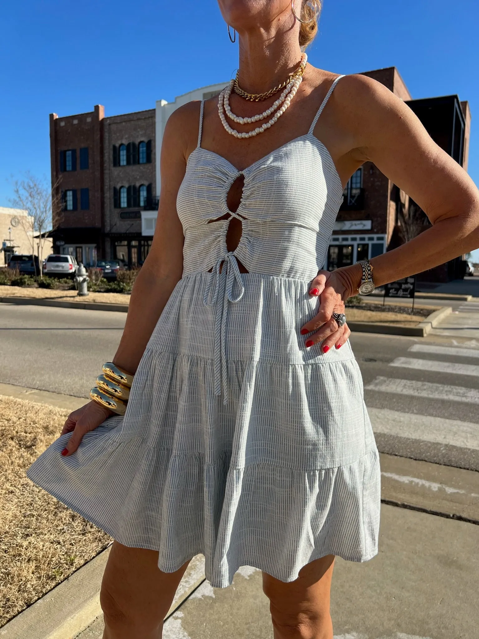 Illa Illa | Ava Striped Linen Dress Blue