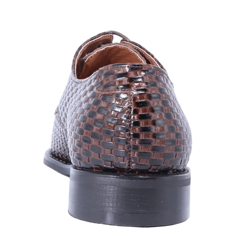 John Drake Derby Weave - Brown Weave Vamp Lace-Up (Genuine Leather Upper)