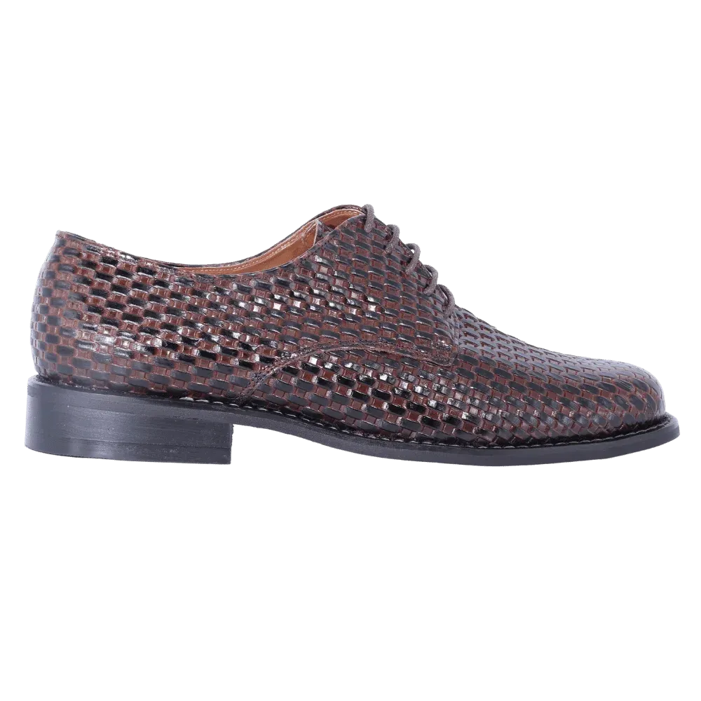 John Drake Derby Weave - Brown Weave Vamp Lace-Up (Genuine Leather Upper)