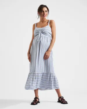 Lana Tie Front Dress  Sky Blue / Navy / White