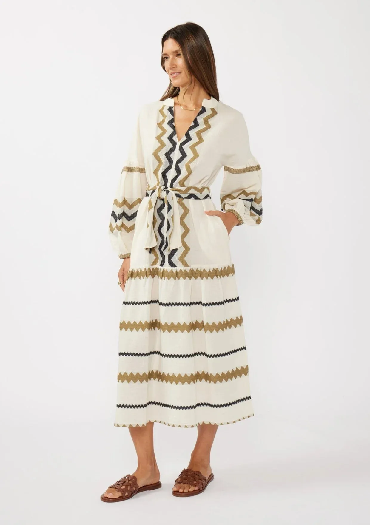 Mona Jacquard Zigzag Maxi Dress