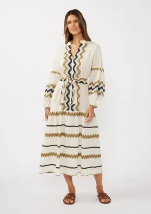 Mona Jacquard Zigzag Maxi Dress