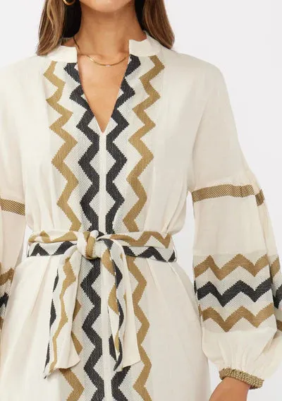 Mona Jacquard Zigzag Maxi Dress