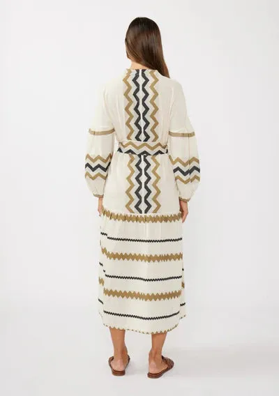 Mona Jacquard Zigzag Maxi Dress
