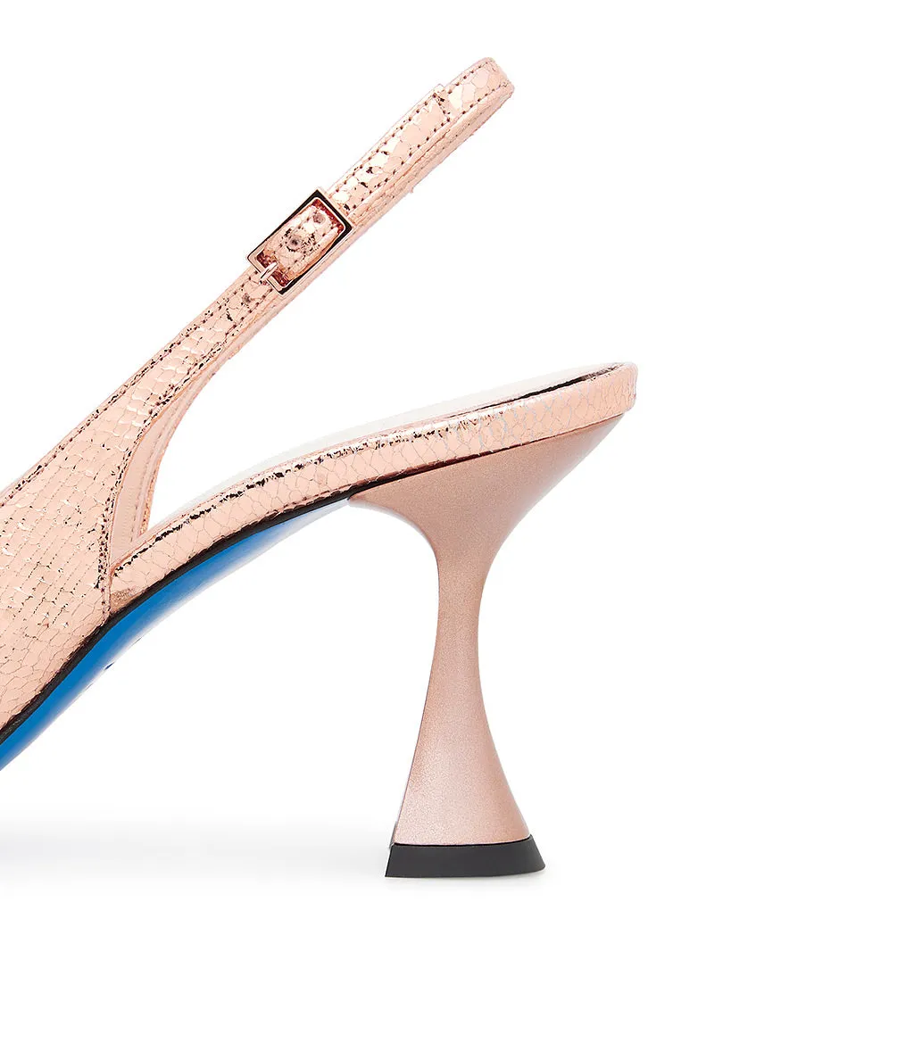 Rose gold printed leather slingback pumps