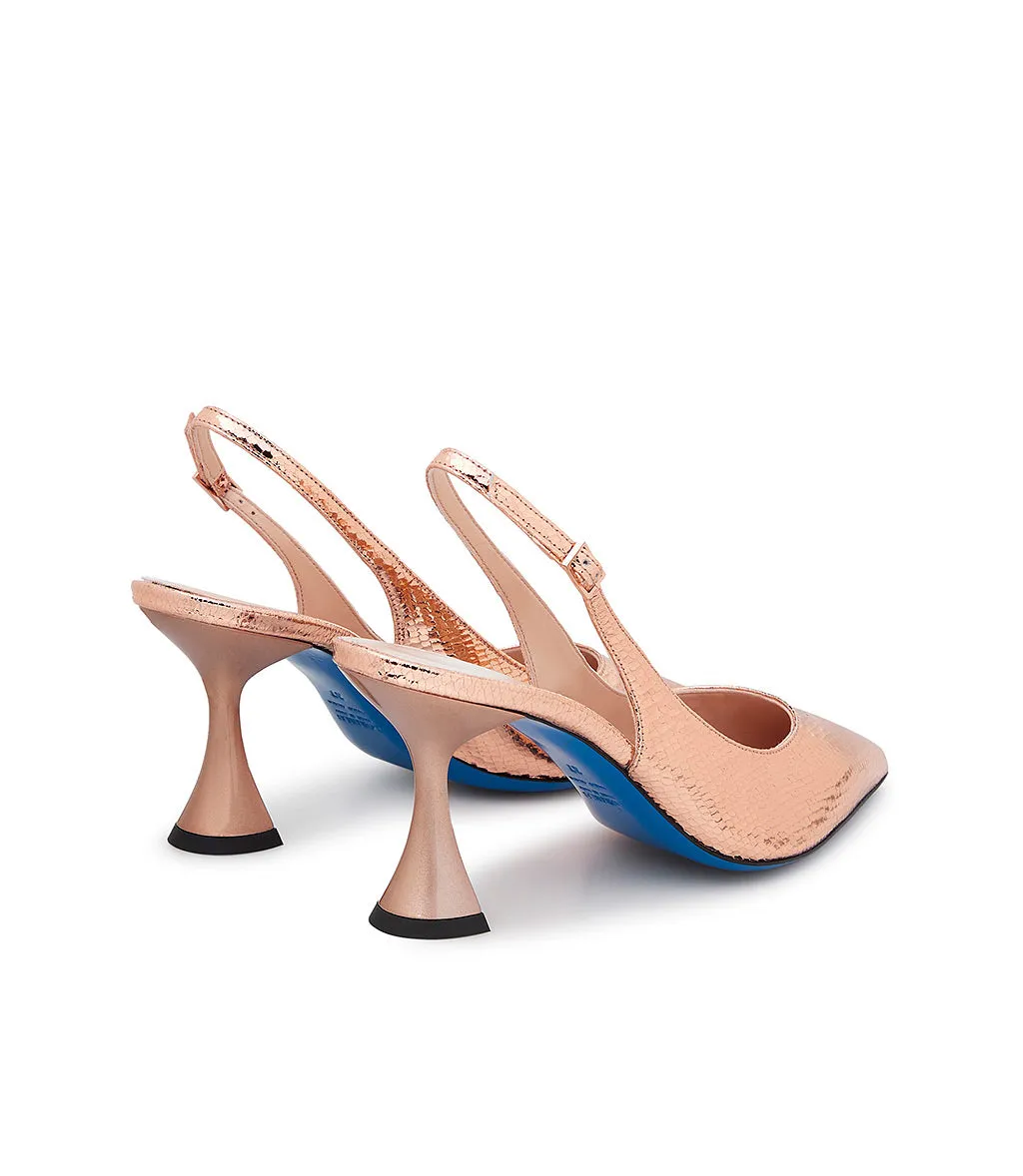 Rose gold printed leather slingback pumps