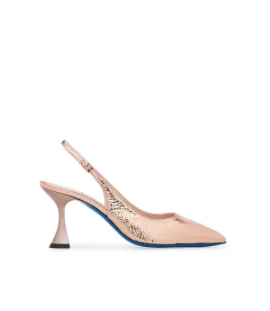 Rose gold printed leather slingback pumps
