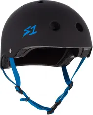 S-One - S1 Lifer Series Black Matte/Cyan Strap Skate Helmet