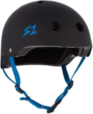 S-One - S1 Lifer Series Black Matte/Cyan Strap Skate Helmet