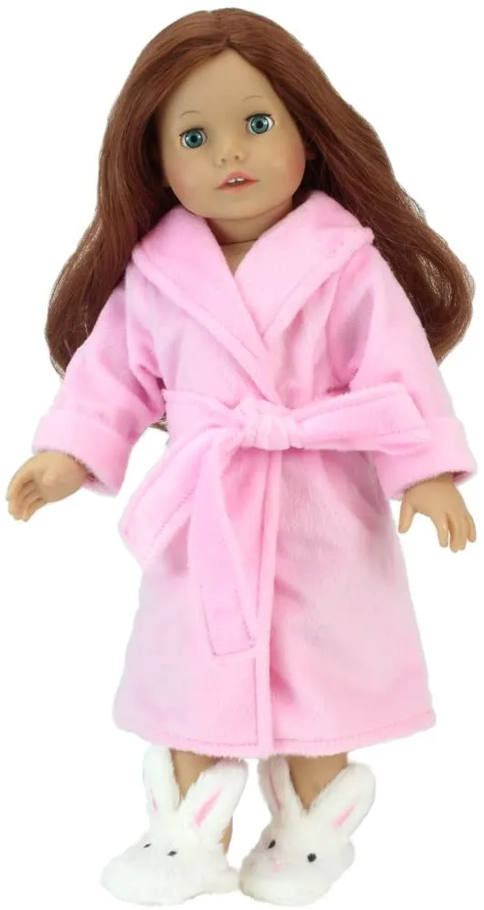 Sophia’s by Teamson Kids 18" Baby Doll Bunny Slippers, Dolls Shoes with Fluffy Rabbit Ears and Stitched Nose, Shoes for Dolls, White, Dolls Footwear