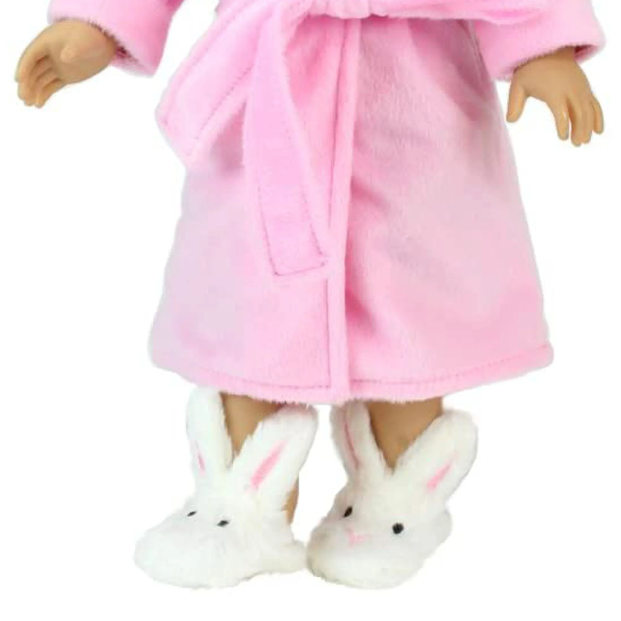 Sophia’s by Teamson Kids 18" Baby Doll Bunny Slippers, Dolls Shoes with Fluffy Rabbit Ears and Stitched Nose, Shoes for Dolls, White, Dolls Footwear