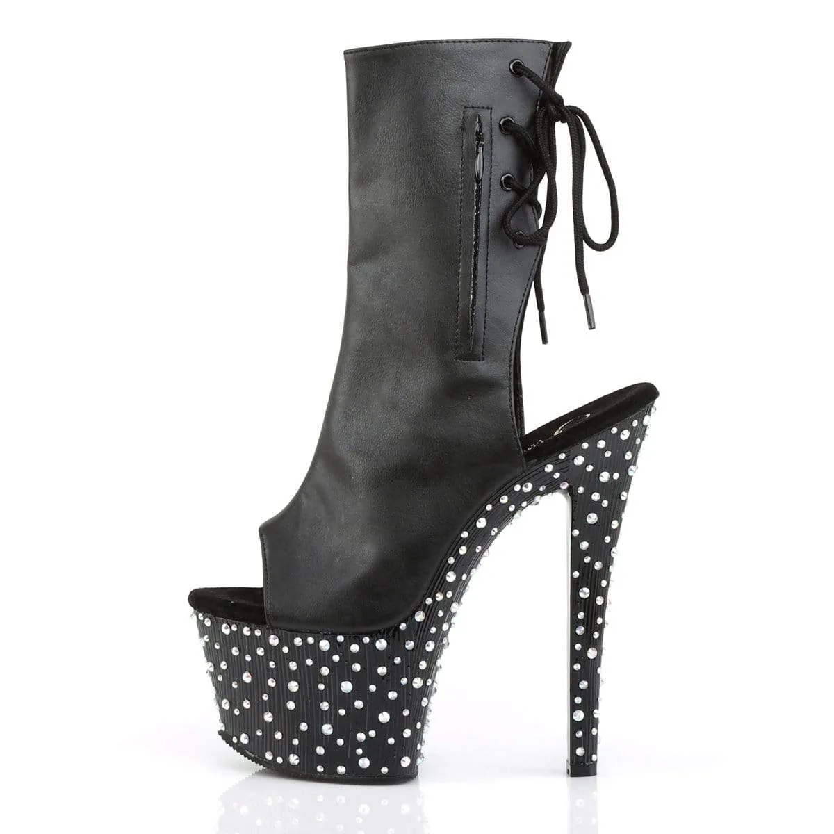 Stardance 1018-7 Black Faux Leather/Black Silver Multi Rhinestone