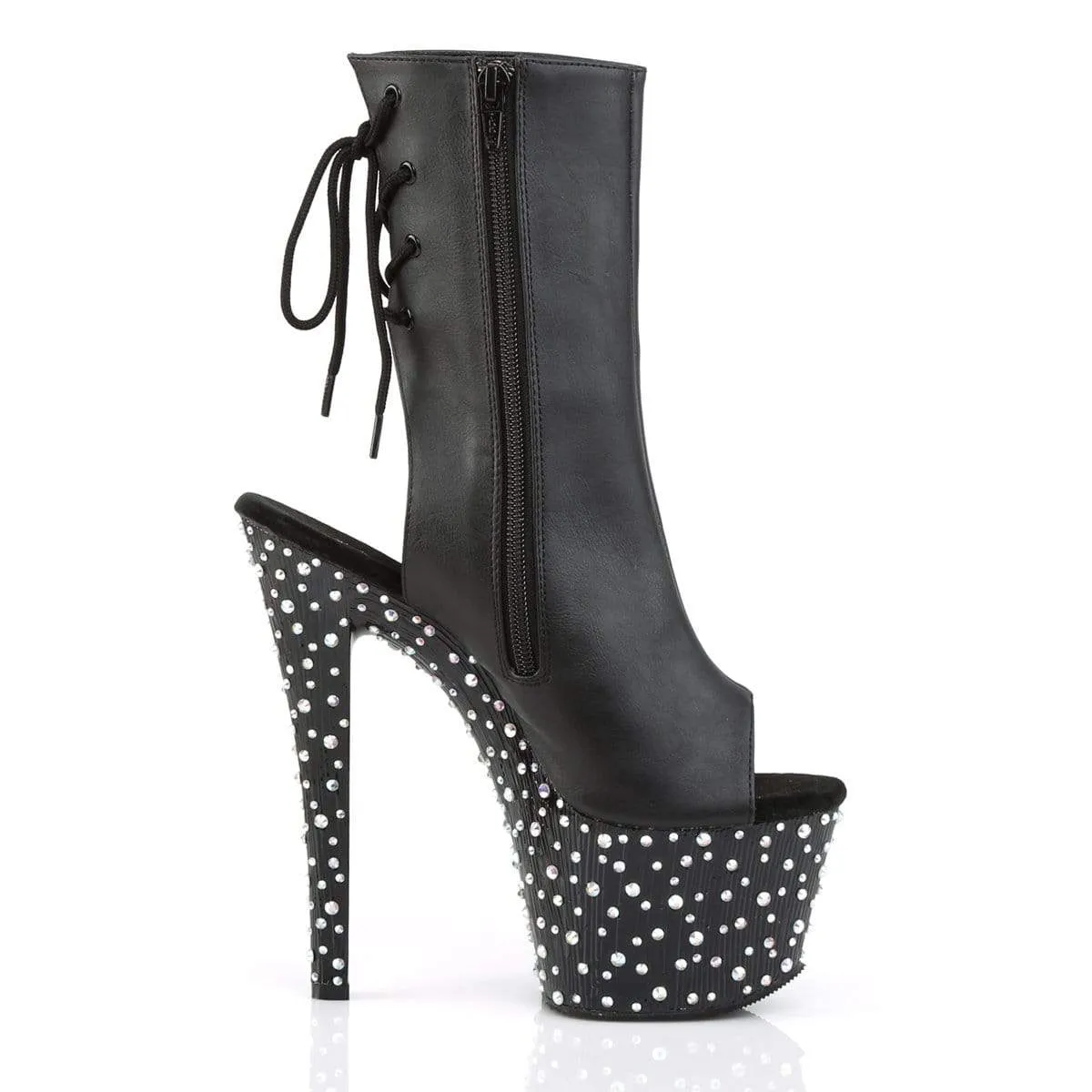 Stardance 1018-7 Black Faux Leather/Black Silver Multi Rhinestone